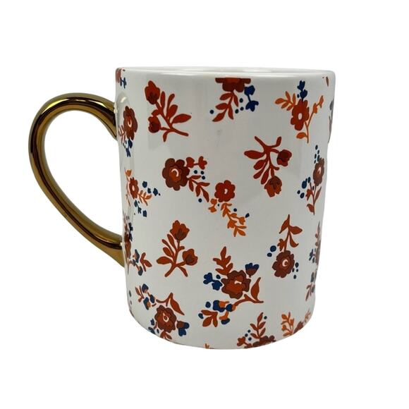 Martha Stewart Fall Floral Dishwasher Safe Coffee Mug with Gold Handle - NWT - Picture 1 of 6